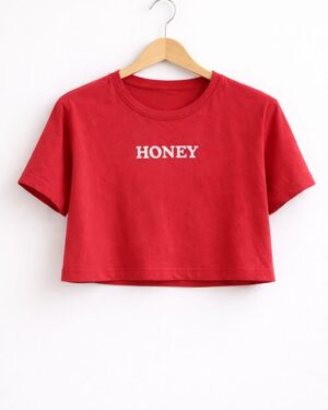 Honey Text Printed Crop Tee