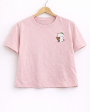 Pastel Pink Bear Print Cotton Tee