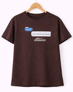 U Up? Brown Oversized T-Shirt