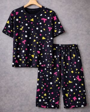 Polka & Bow Print Nightwear Co-Ord Set