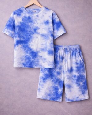 Cloud Wash Tie-Dye Lounge Set Half Tshrit and Short