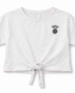 White Pineapple Tie-Up Crop Top