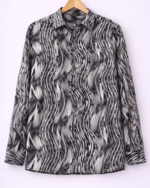 Monochrome Wave Print Shirt