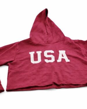 USA Printed Crop Hoodie