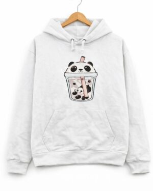 Panda Bubble Tea White Hoodie