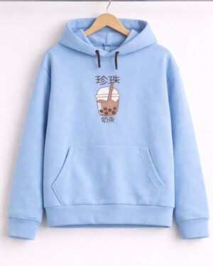 Sky Blue Bubble Tea Printed Hoodie