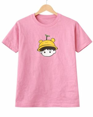 Pink Cute Cartoon Face Graphic T-Shirt