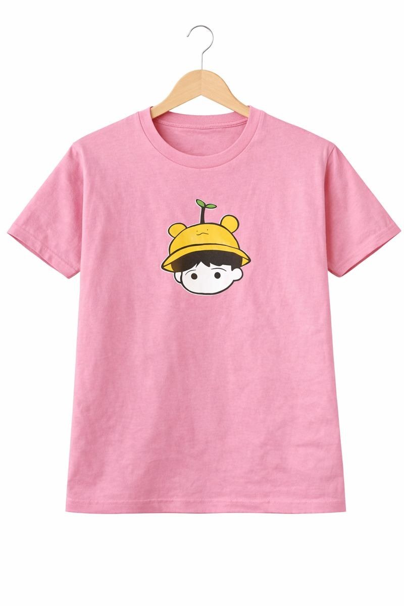 Pink Cute Cartoon Face Graphic T-Shirt
