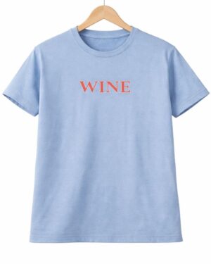 Blue Wine Text Graphic T-Shirt