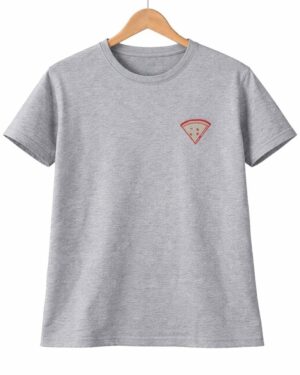 Grey Pizza Slice Graphic T-Shirt