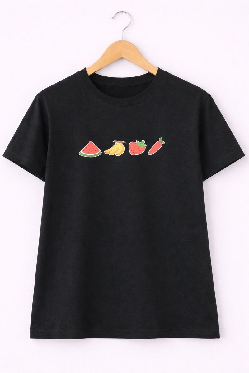 Fruit Pop Black Graphic T-Shirt