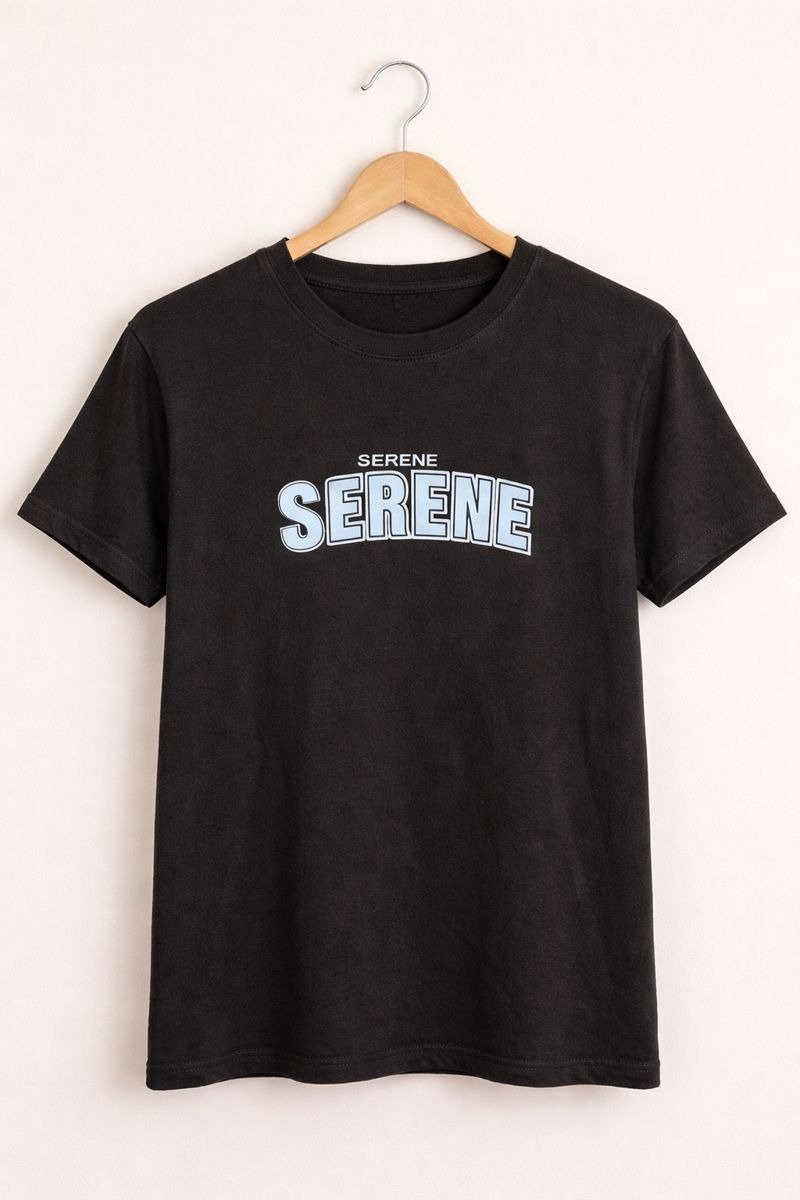 Serene Classic Black Printed T-Shirt