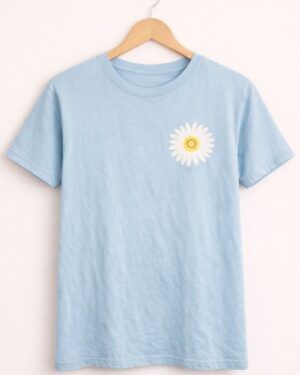 Sky Blue Daisy Printed T-Shirt