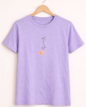 Lavender Heart Line Printed T-Shirt