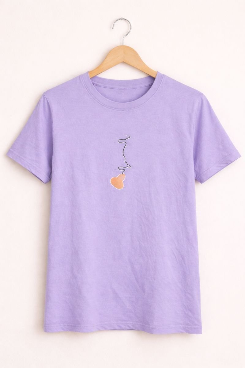 Lavender Heart Line Printed T-Shirt