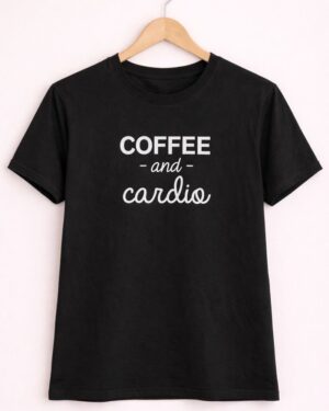 Coffee & Cardio Black Printed T-Shirt