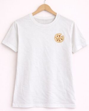 Pizza Slice Mini Print White T-Shirt