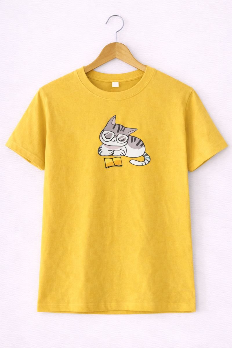 Cute Reader Cat Tee