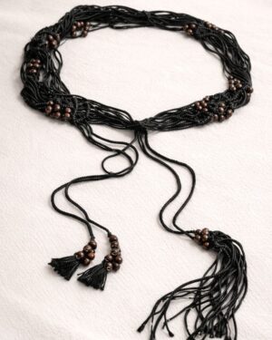 Black Beaded Tassel Belt