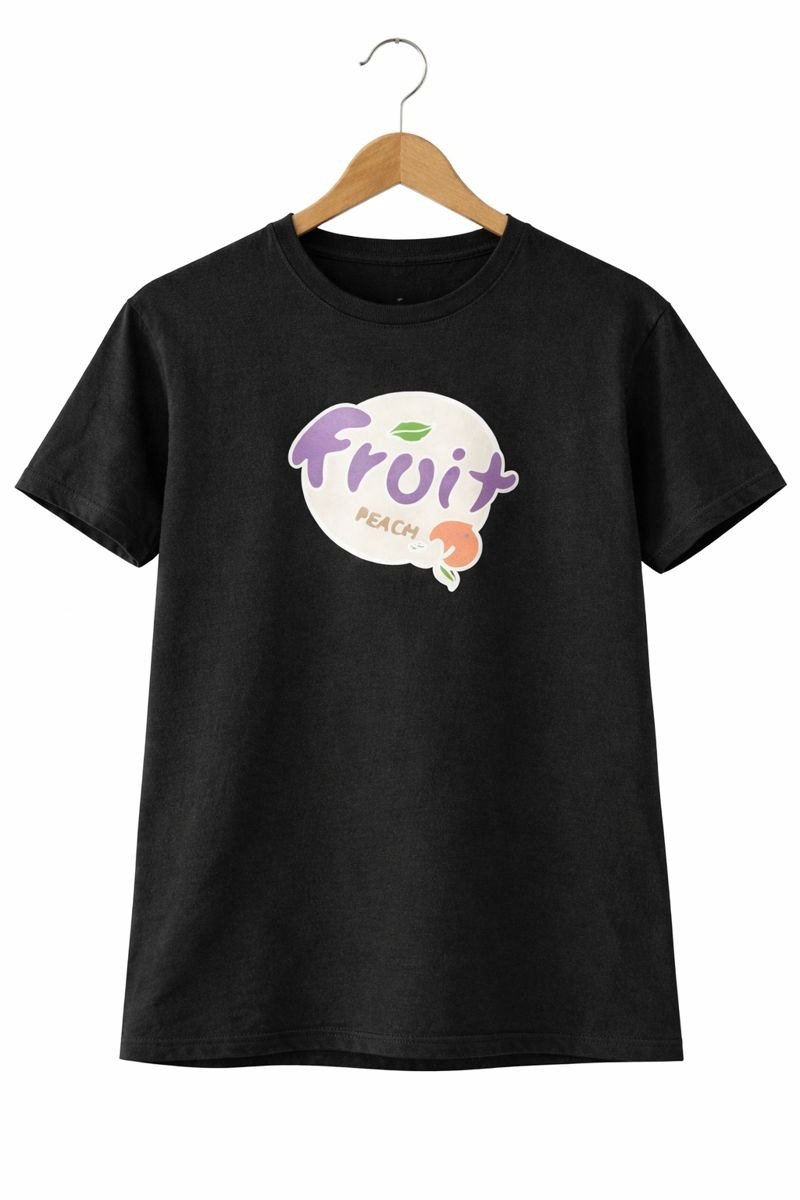 Peachy Mood Black Tee